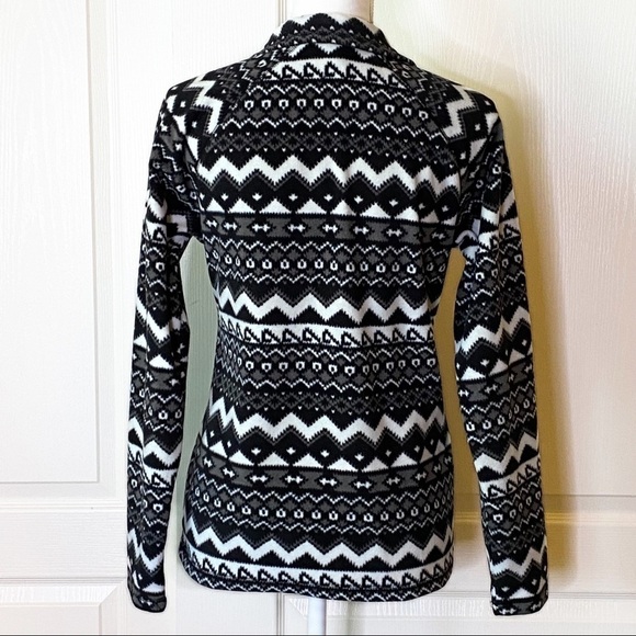 Eddie Bauer Fleece Pullover in Black and White Print Small - Picture 4 of 10